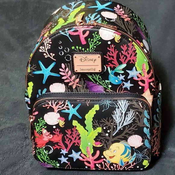 Disney Loungefly Ariel Mermaid Sebastian & Flounder Backpack
